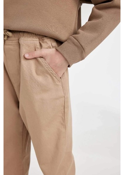 Erkek Çocuk Beli Bağcıklı Lastikli Paça Cepli Siyah Jogger Gabardin Pantolon indirimleri