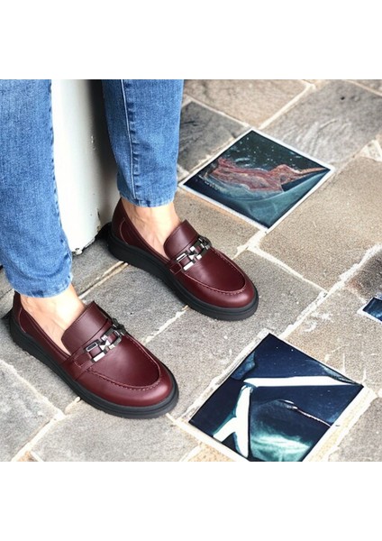 Bordo Deri Toka Loafer