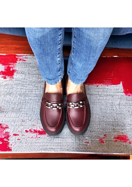 Bordo Deri Toka Loafer