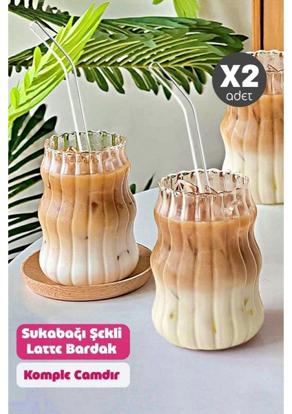 8 Adet Soğuk,sıcak Kahve Bardağı Cam Pipetli 2 Adet Kabak 2 Şerit2 Adet Origami-2 Adet Çizgili