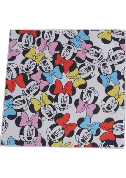 Beyaz Üzerine Renkli Mickey Mouse Baskılı Pes Yaka Cep Mendili