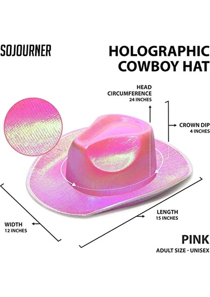 Neon Hologramlı Kovboy Model Parti Şapkası Pembe Yetişkin 39X36X14 cm fiyatları