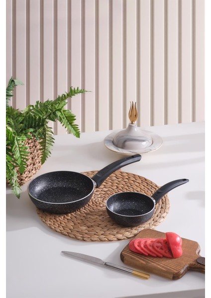 12 cm Sos Tavası ve 20 cm Tava Omlet Tavası Seti Granit Tava Yanmaz Yapışmaz