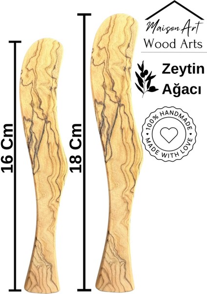 Zeytin Ağacı Tereyağ Bıçağı Seti | 2 Adet El Yapımı Ahşap Tereyağ Süreceği