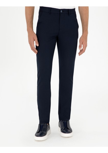 Erkek Lacivert Slim Fit Çizgili Kanvas Pantolon 50299528-VR033 fiyatları