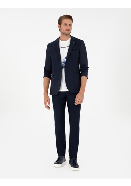 Erkek Lacivert Slim Fit Çizgili Kanvas Pantolon 50299528-VR033 modelleri