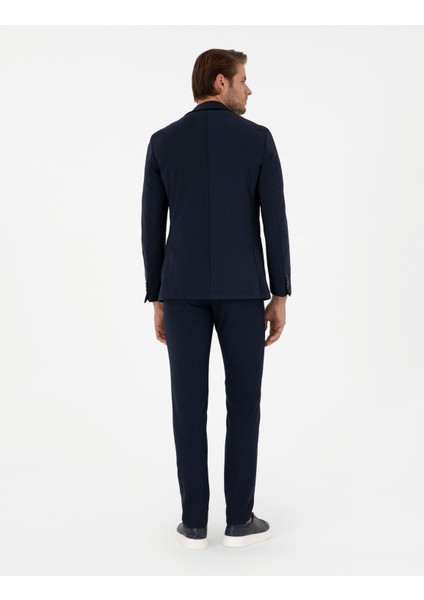 Erkek Lacivert Slim Fit Çizgili Kanvas Pantolon 50299528-VR033 fırsatları