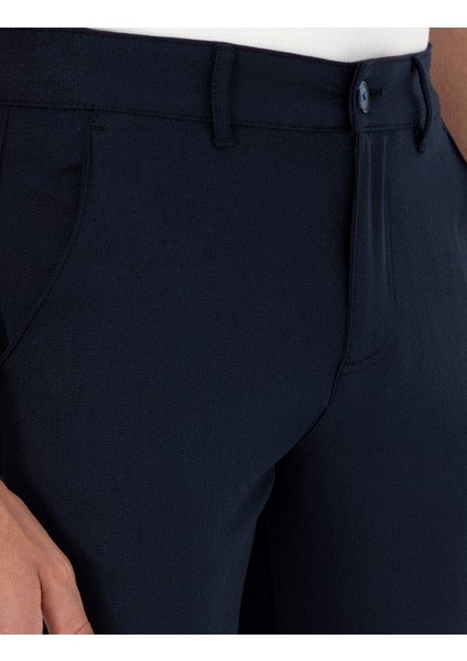 Erkek Lacivert Slim Fit Çizgili Kanvas Pantolon 50299528-VR033 indirimleri