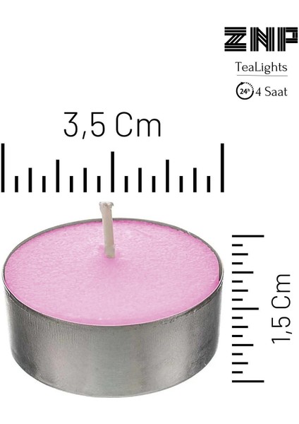 10 Adet | Gül Kokulu Tealight Mum | 4 Saat Yanar | Dekoratif Mumluk Mumu