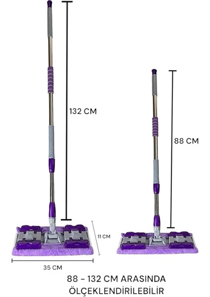 Tekno Trust Yer Mopu Fayans Cam Duvar Yüzey Temizlik Mikrofiber Mandallı Mop