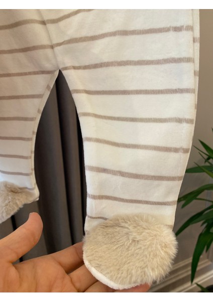 Babyaden Peluş Geyikli Cep / Kar Tanesi Nakışlı Yeni Yıl Noel Yılbaşı Erkek Bebek Kadife Tulum Takım fırsatları