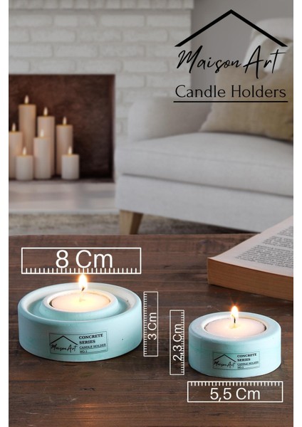 Holder | 4'lü Set Mumluk | Tea Light Mumluk Seti | Lila-Yeşil