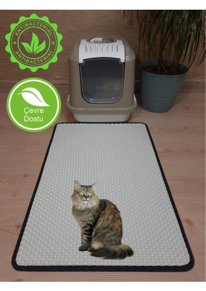 50 x 75 cm L Büyük Boy Kedi Tuvalet Önü Paspası Kedi Kumu Paspası Kedi Matı Beyaz