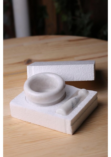 Mermer Havan Seti Orta Boy Doğaltaş Mermer Havan Seti 9 x 7 cm