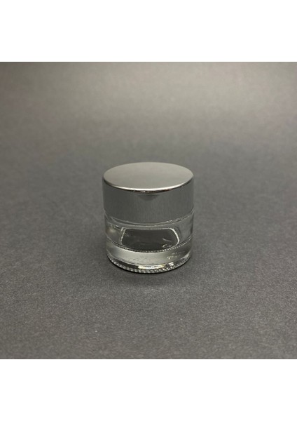 10 Adet 10 ml Cam Şeffaf Krem Kavanozu - Gümüş Aynalı Kapaklı Iç Contalı - Kozmetik Kavanoz