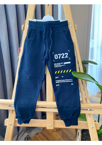 aden Lacivert Çift Cepli Jogger Model Paçası Kalın Lastikli Erkek Çocuk Okul Eşofman Altı