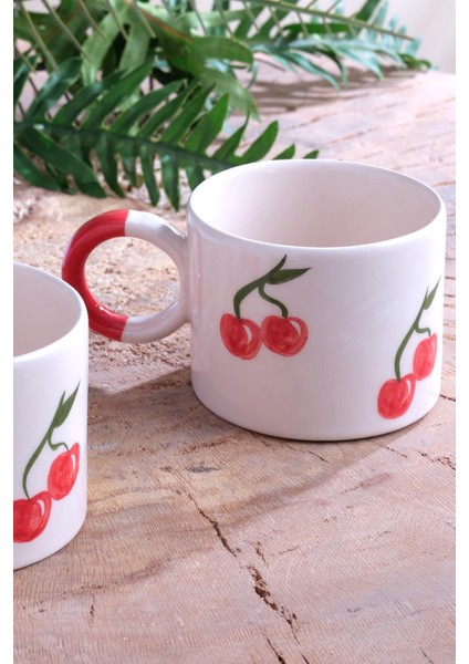 Strawberry | 2 Adet Seramik Kupa Fincan Bardak Mug Seramik Double Türk Kahve Fincanı