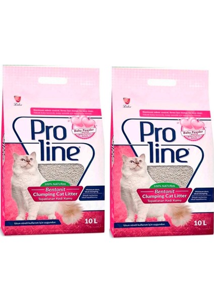 Pro Line Proline Bebek Pudrası Kokulu Ince Kedi Kumu 10 lt x 2 Adet