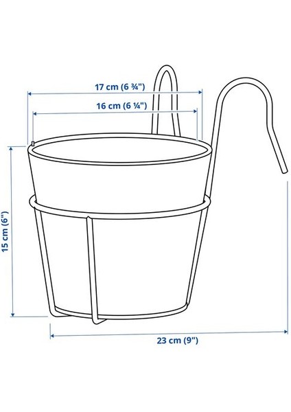 Ikea Vıtlök Çiçeklik Açık Gri-Mavi, 15 cm