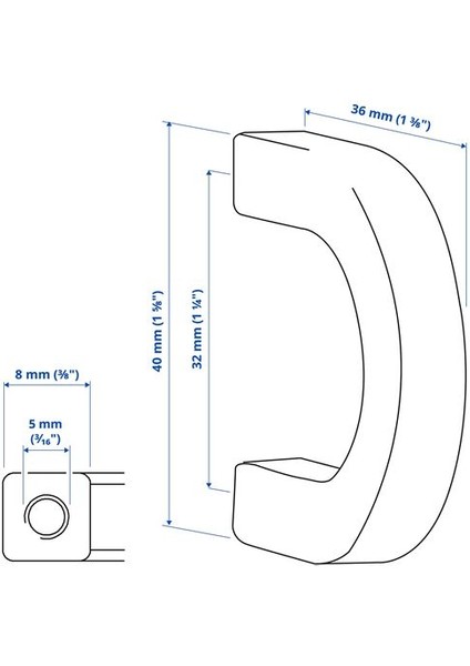 Ikea Borghamn Kulp, Siyah, 40 Mm, 2 Adet