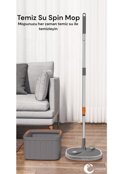 Tekno Trust Mop Temizlik Seti Temiz Kirli Su Ayrımı Mikrofiber Kare Başlık 1 Yedek Bez Hediye