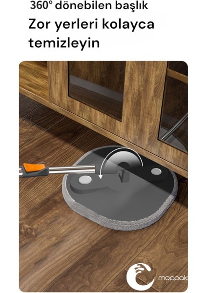 Tekno Trust Mop Temizlik Seti Temiz Kirli Su Ayrımı Mikrofiber Kare Başlık 1 Yedek Bez Hediye