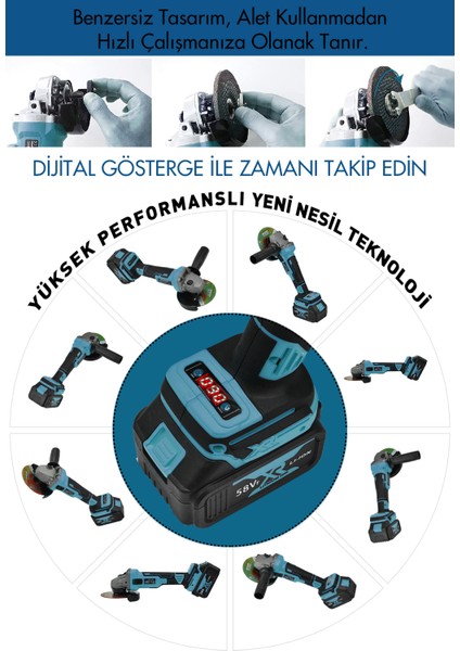 Germany 58V 5AH Profesyonel Kömürsüz Motor 125 mm Avuç Içi Şarjlı Taşlama Şarjlı Spiral