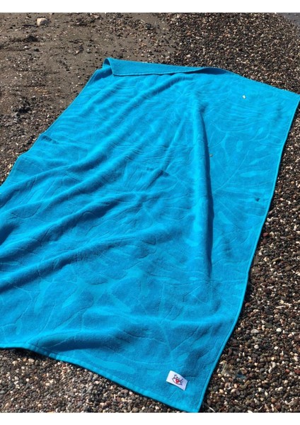 Botanik Yaprak Desenli Turkuaz Kadife Plaj Havlusu 80x160cm Pamuk fiyatları