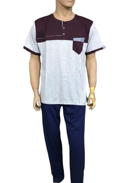 Erkek Kısa Kollu Pijama AKIMI-3104-MÜRDÜM