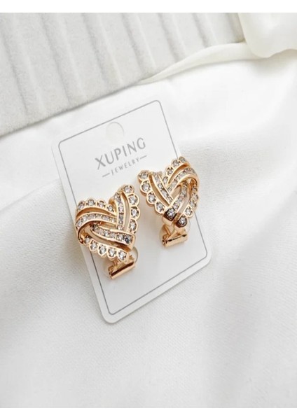 Xupings Jewelry Taşlı Kalp Küpe