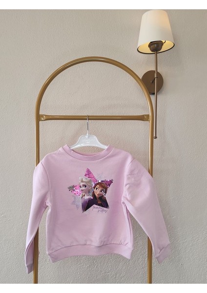 Anna ve Elsa Baskılı Pullu Sweatshirt