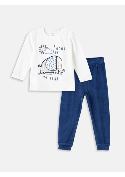 Bisiklet Yaka Uzun Kollu Baskılı Erkek Bebek Pijama Takımı