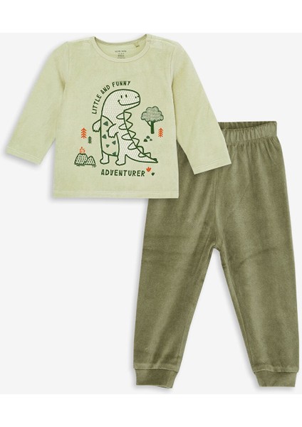 Bisiklet Yaka Uzun Kollu Baskılı Kız Bebek Pijama Takım indirimleri