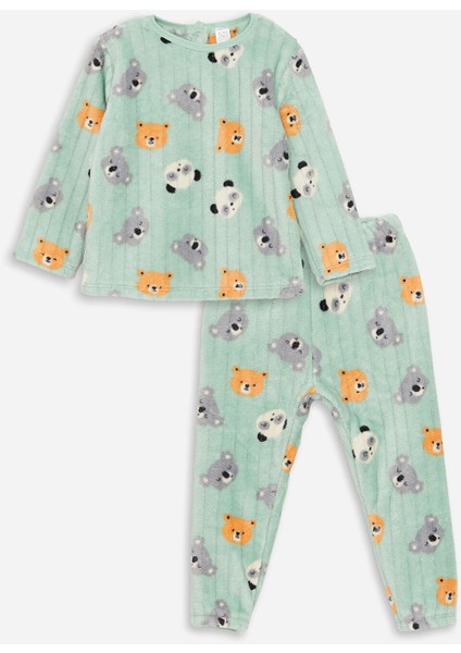 Bisiklet Yaka Uzun Kollu Desenli Erkek Bebek Pijama Takımı indirimleri