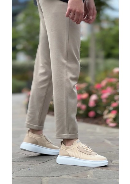 BA0812 Özel Örme Triko Tarz Krem Renk Spor Ayakkabı modelleri