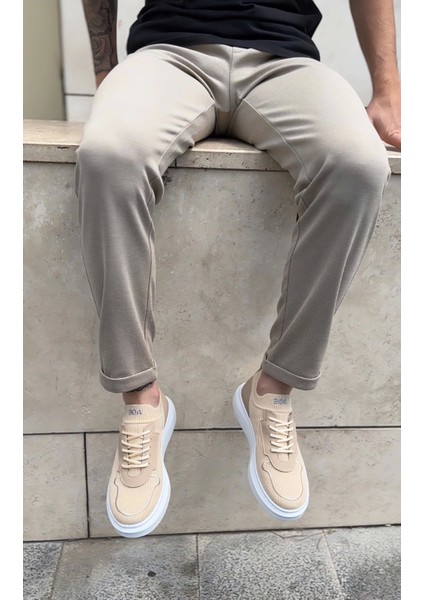 BA0812 Özel Örme Triko Tarz Krem Renk Spor Ayakkabı fırsatları
