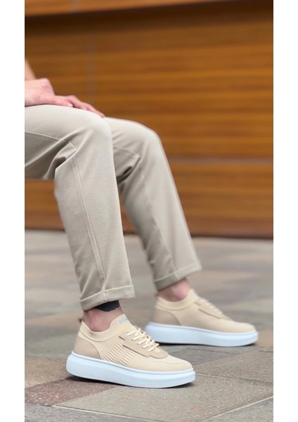 BA0812 Özel Örme Triko Tarz Krem Renk Spor Ayakkabı indirimleri
