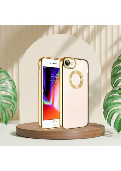 iPhone 7 / 8 Uyumlu Yanları Renkli Lens Korumalı Logo Gösteren Mega Kılıf Gold