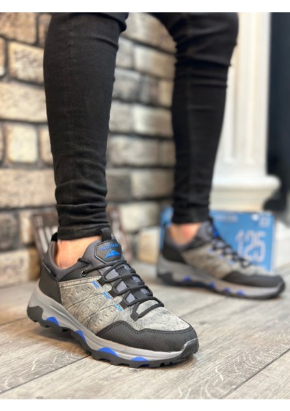 BA0320 Kalın Termo Taban Gri Mavi Erkek Trekking Outdoor Ayakkabı modelleri