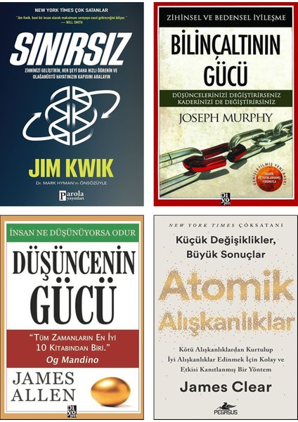 Sınırsız - Bilinçaltının Gücü - Düşüncenin Gücü - Atomik Alışkanlklar 4'lü Set