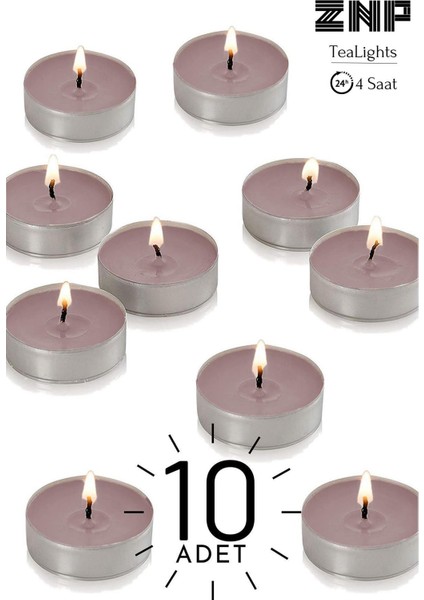 10 Adet | Tarçın Kokulu Tealight Mum | 4 Saat Yanar | Dekoratif Mumluk Mumu