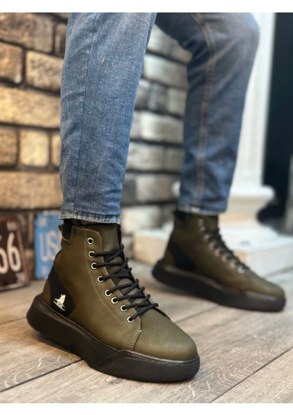 BA0155 Bağcıklı Erkek Yüksek Taban Haki Spor Bot