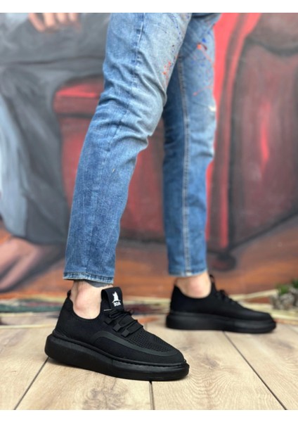 BA0375 Özel Örme Triko Tarz Siyah Renk Siyah Taban Spor Ayakkabı modelleri