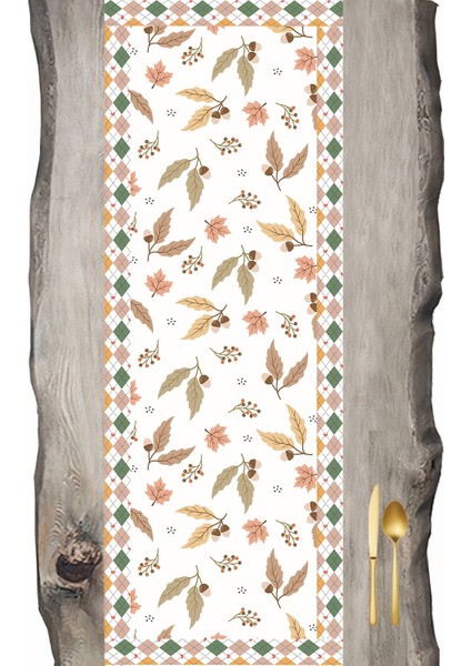 Sonbahar Serisi Palamut ve Yaprakları Ranır- Runner 45 x 140 cm