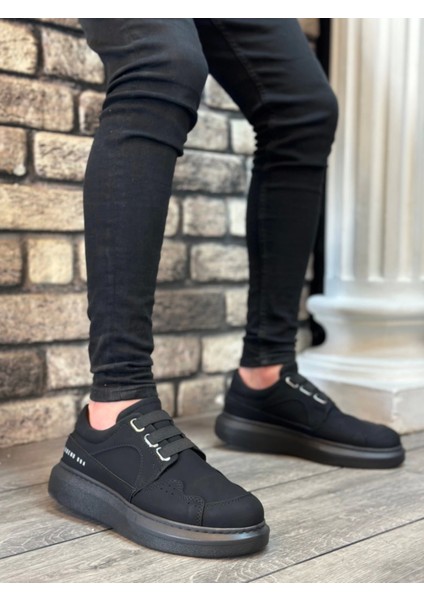 BA0302 Boa Kalın Taban Bağcıksız Tarz Casual Siyah Siyah Erkek Ayakkabı