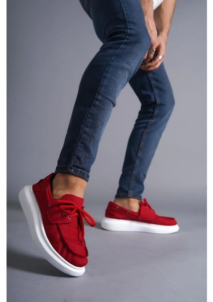 Knack Yüksek Taban Mevsimlik Keten Ayakkabı 009 Kırmızı