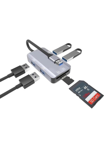 MT88 6in1 USB 3.1 Çoklayıcı Sd Micro Sd Kart Okuyucu Metal Kasa