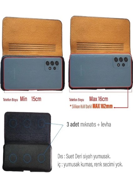 Tüm Cep Telefonlarıyla Uyumlu Universal Cep Telefonu Kemer Kılfı 16 cm x 8,5cm modelleri