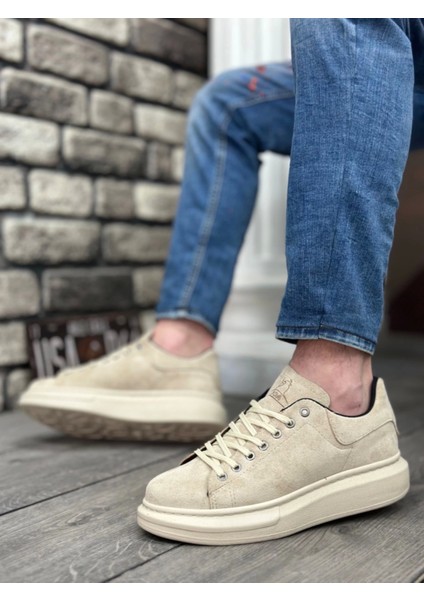 BA0547 Boa Kalın Yüksek Krem Taban Krem Süet Bağcıklı Spor Erkek Ayakkabı fiyatları