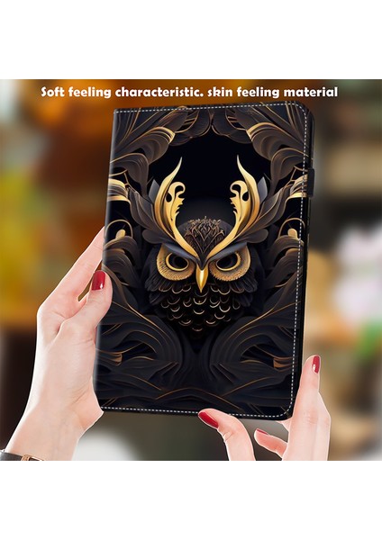 Samsung Galaxy Tab S6 Lite (2020 2022 2024) Deri Kart Yuvaları Baykuş Tablet Kılıfı (Yurt Dışından)